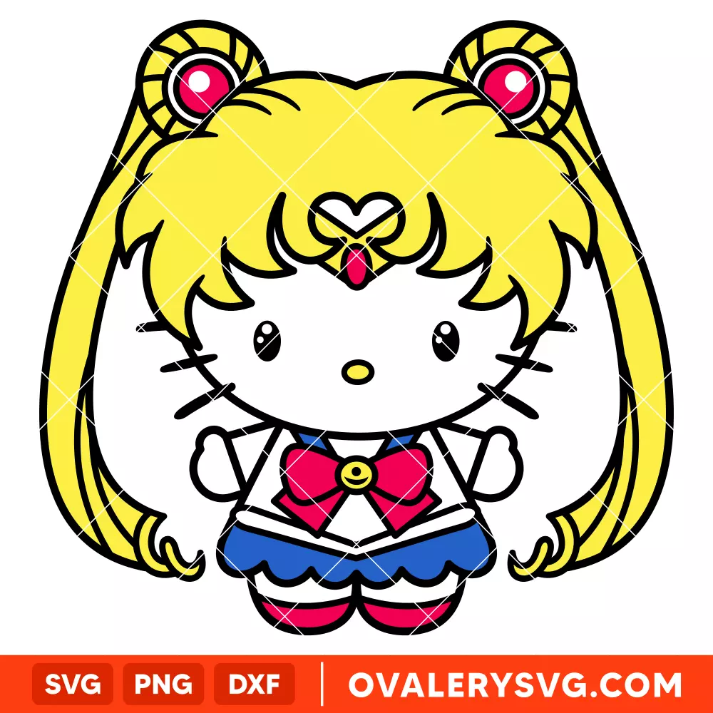 Hello Kitty Sailor Moon SVG, Sanrio SVG, Kawaii SVG, Cricut, Silhouette SVG PNG Cut File