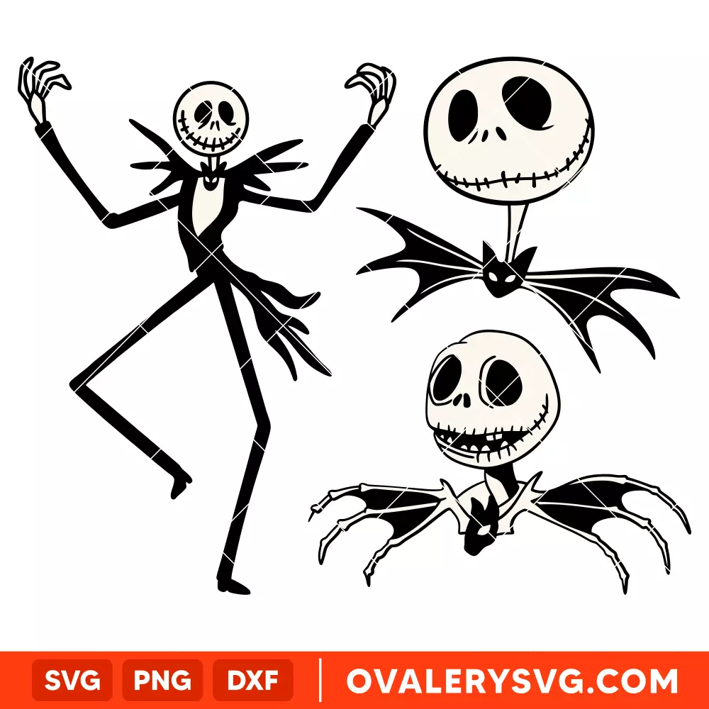Jack Skellington Bundle SVG, Nightmare Before Christmas SVG, Halloween SVG, Horror Movie SVG, Cricut, Silhouette SVG PNG Cut File