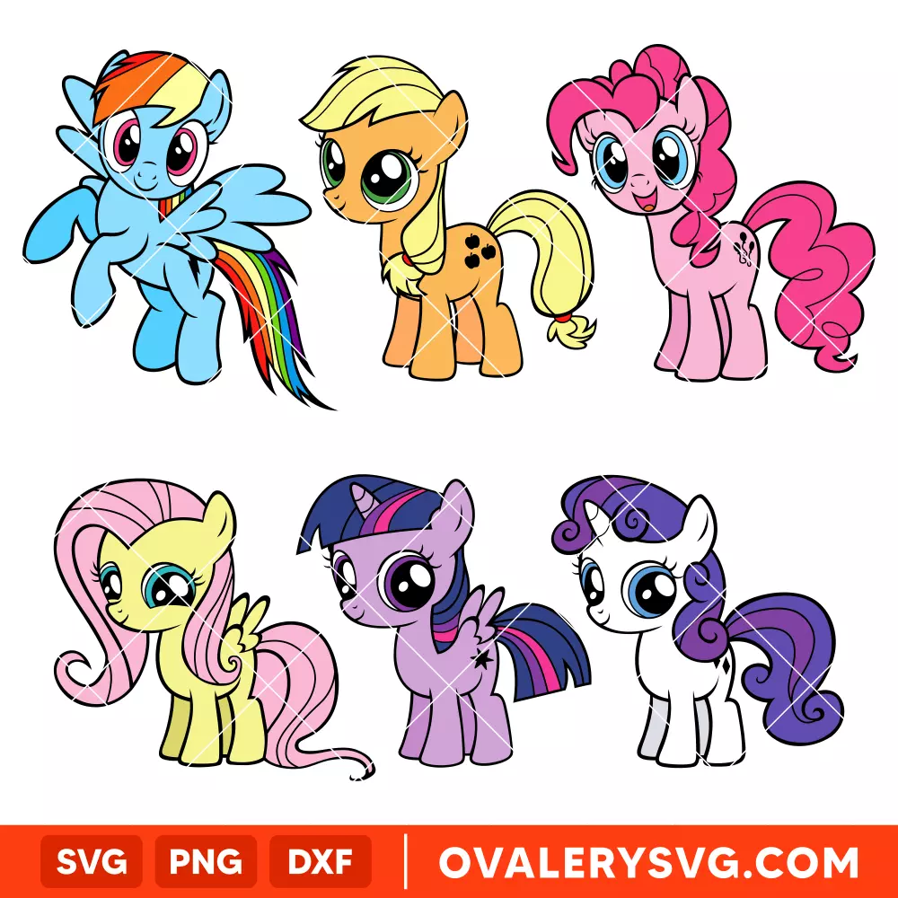 My Little Pony Bundle SVG, Cutie Pony Unicorn SVG, Cute Unicorns SVG, Disney SVG, Cricut, Silhouette SVG PNG Cut File