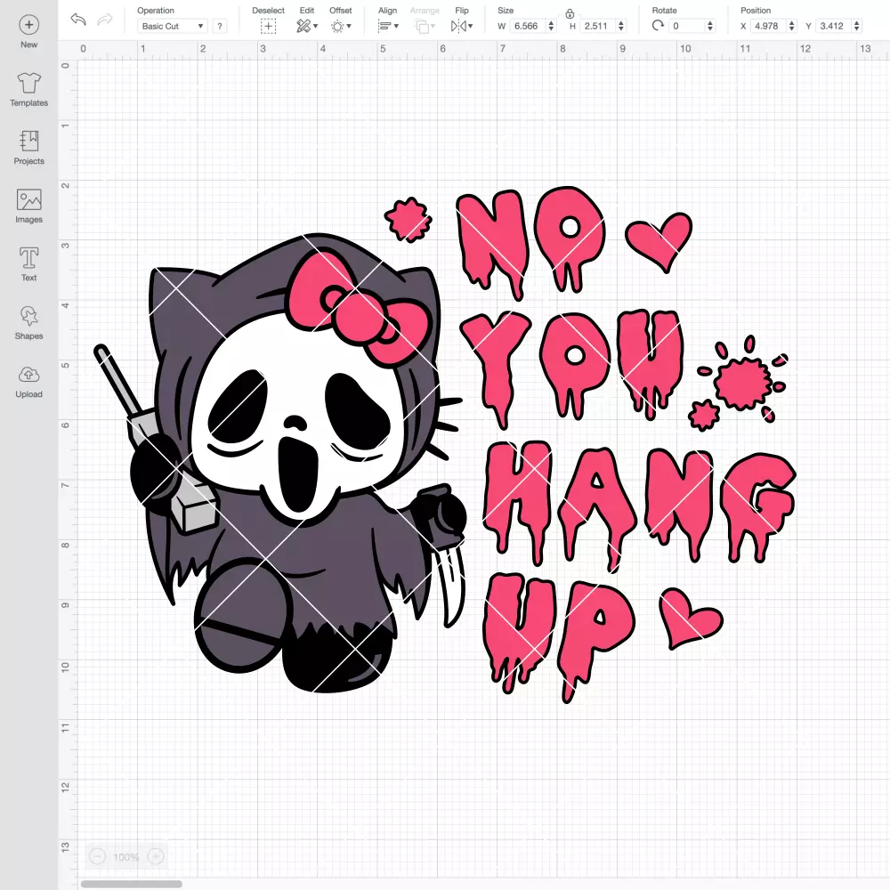 No You Hang Up Scream Hello Kitty SVG, Ghost face SVG, Halloween SVG, Sanrio SVG | Instant Download SVG PNG Cut File for Cricut & Silhouette - Image 2