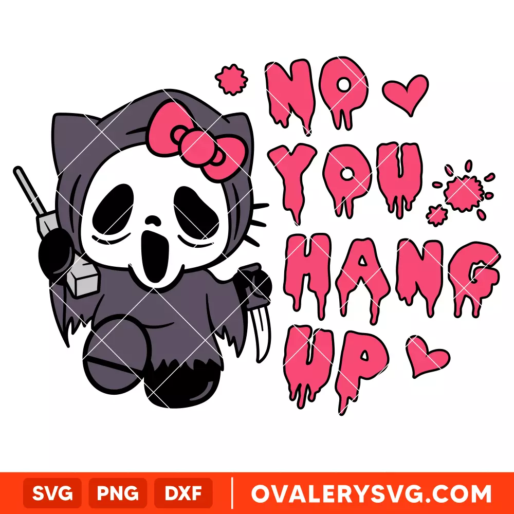 No You Hang Up Scream Hello Kitty SVG, Ghost face SVG, Halloween SVG, Sanrio SVG, Cricut, Silhouette SVG PNG Cut File