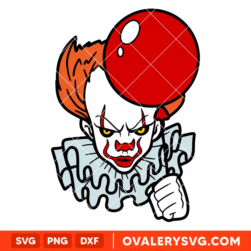 Pennywise with Baloon SVG, Dancing Clown SVG, Halloween SVG, Horror Movie SVG, Cricut, Silhouette SVG PNG Cut File