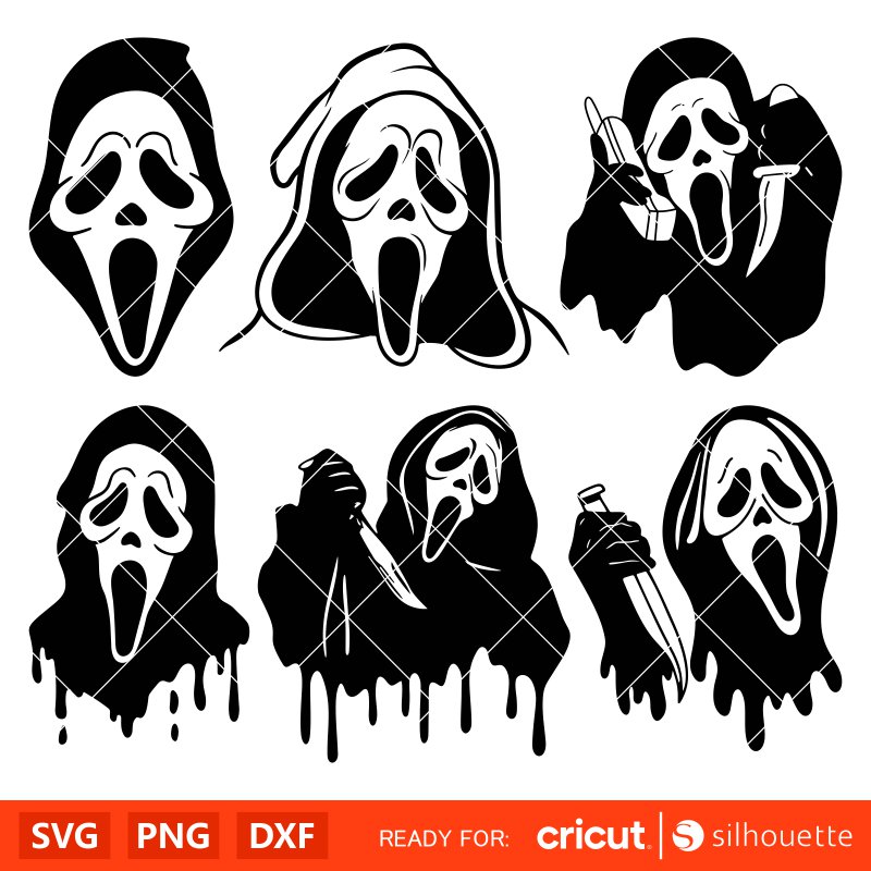 Scream Ghost face Bundle Svg, Ghost face Svg, Halloween Svg, Horror ...