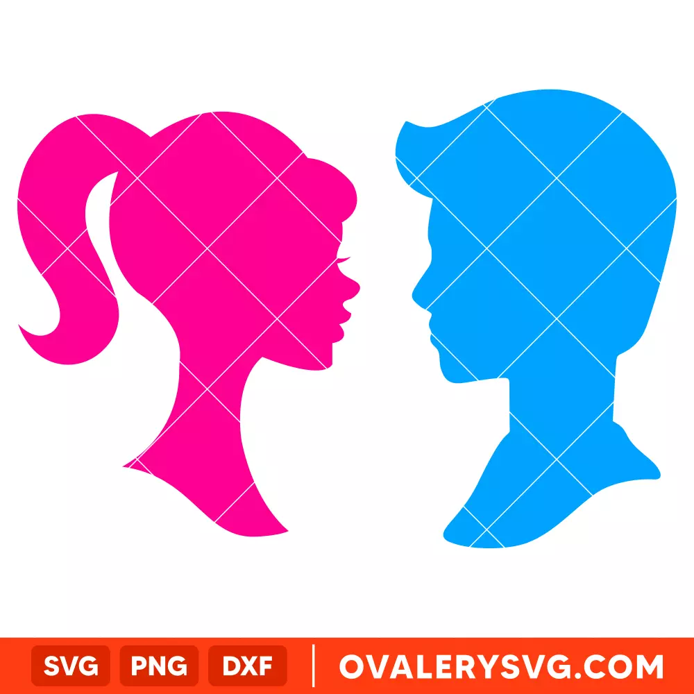Barbie & Ken Head Bundle SVG, Barbie Doll SVG, Girly Pink SVG, Retro SVG, Cricut, Silhouette SVG PNG Cut File