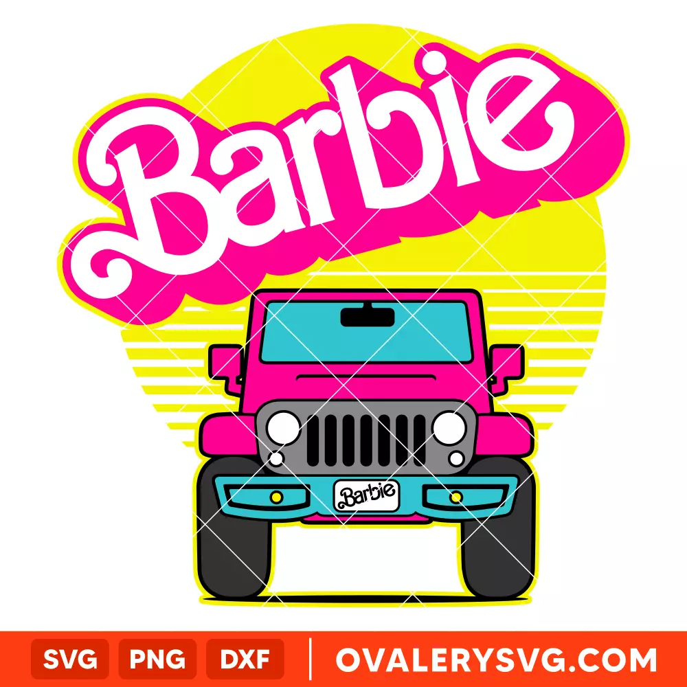 Barbie Offroad Jeep SVG, Barbie Doll SVG, Girly Pink SVG, Retro SVG, Cricut, Silhouette SVG PNG Cut File
