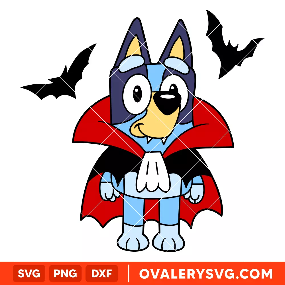 Halloween Bluey SVG, Dracula SVG, Halloween SVG, Bluey and Bingo SVG, Cricut, Silhouette SVG PNG Cut File