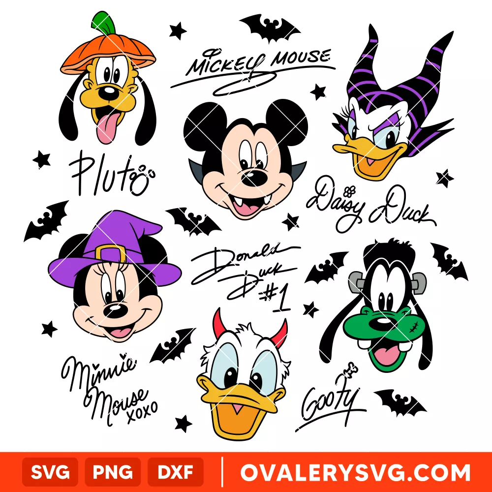 Halloween Mickey and Friends Signatures SVG, Halloween SVG, Disney SVG | Instant Download SVG PNG Cut File for Cricut & Silhouette