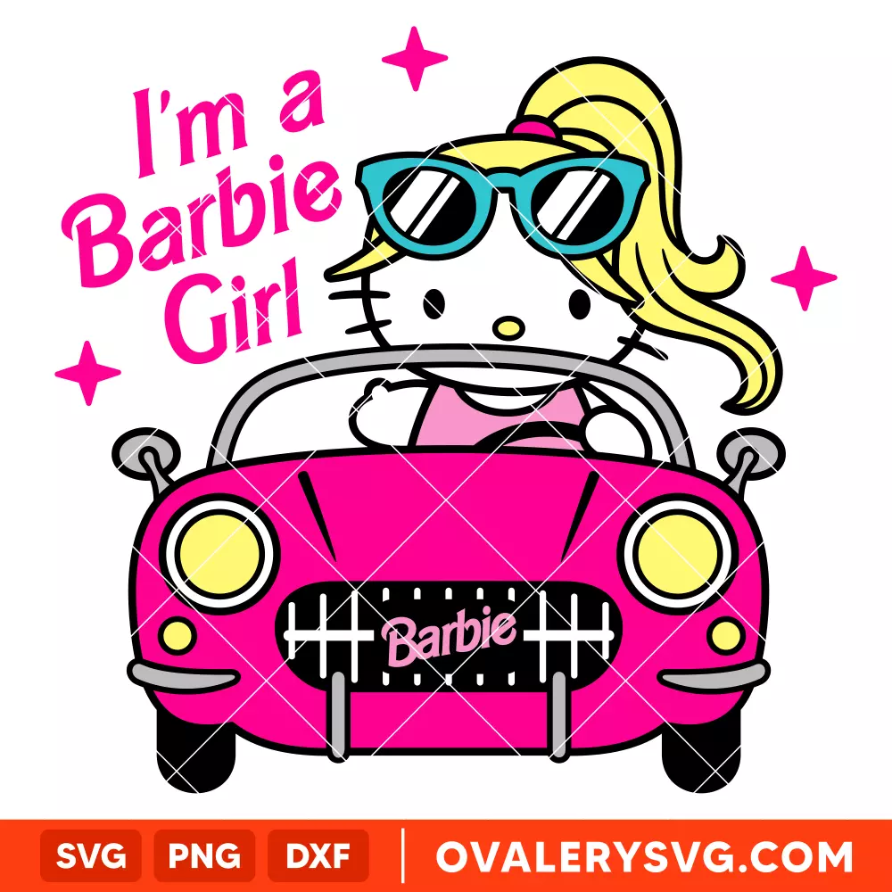 Hello Kitty Barbie Girl SVG, Barbie Doll SVG, Sanrio SVG, Cricut, Silhouette SVG PNG Cut File