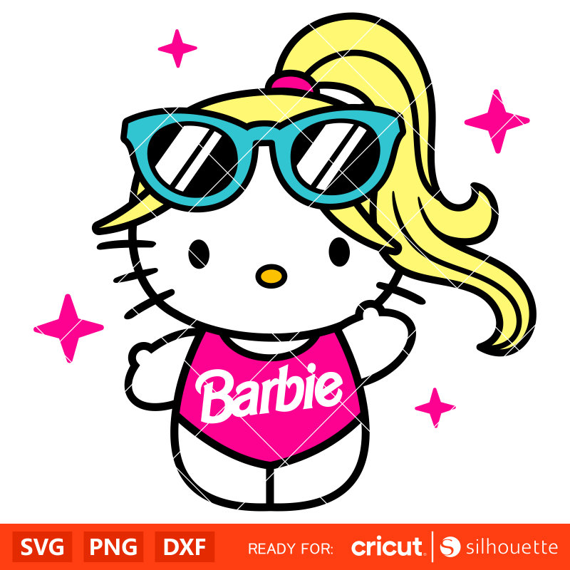 Hello Kitty Malibu Barbie Svg, Barbie Doll Svg, Girly Pink Svg, Retro ...