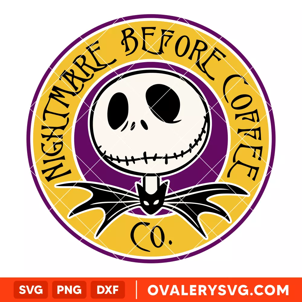 Nightmare Before Coffee SVG, Jack Skellington SVG, Halloween SVG, Starbucks Coffee SVG, Cricut, Silhouette SVG PNG Cut File