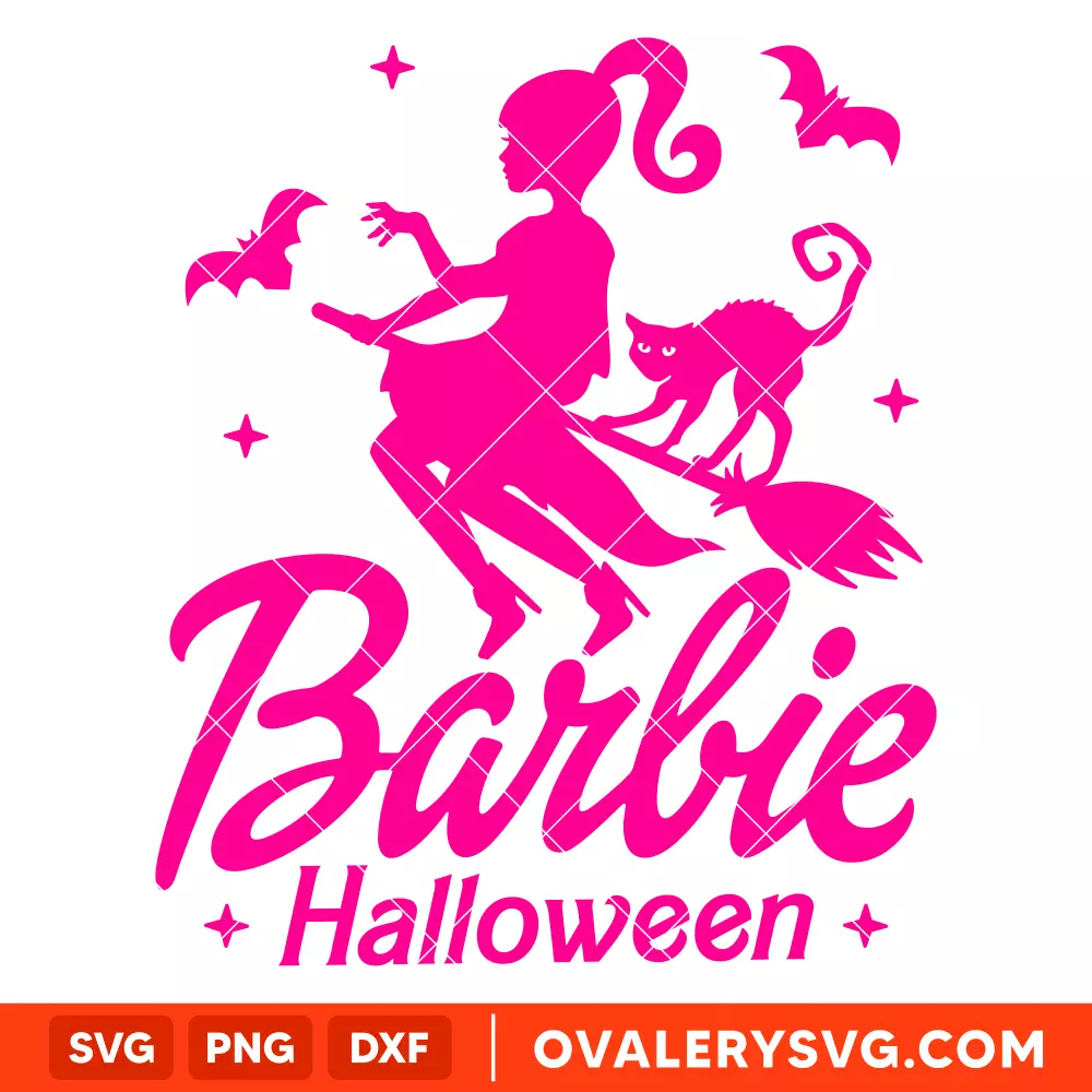 Barbie Halloween SVG, Barbie Witch SVG, Halloween SVG, Retro SVG, Cricut, Silhouette SVG PNG Cut File