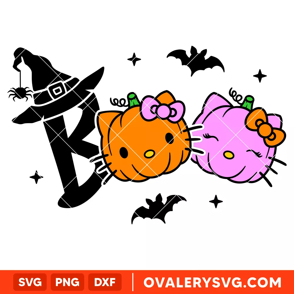 Boo Hello Kitty Pumpkin SVG, Halloween SVG, Sanrio SVG, Cricut, Silhouette SVG PNG Cut File