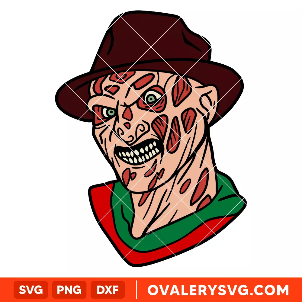 Freddy Krueger Face SVG, Never Sleep Again SVG, Nightmare on Elm Street SVG, Horror Movie Halloween SVG, Cricut, Silhouette SVG PNG Cut File