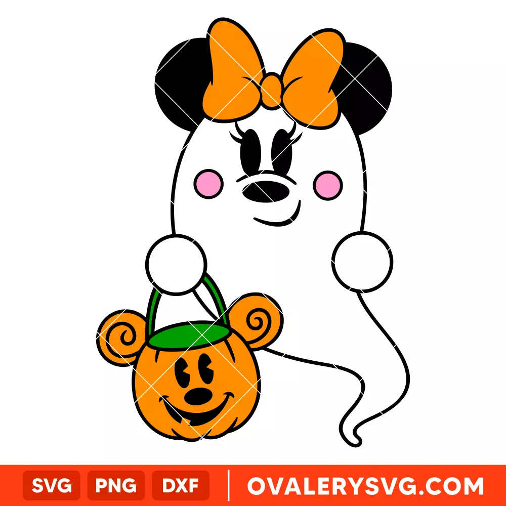 Ghost Minnie Mouse SVG, Trick or Treat SVG, Halloween SVG, Disney SVG, Cricut, Silhouette SVG PNG Cut File
