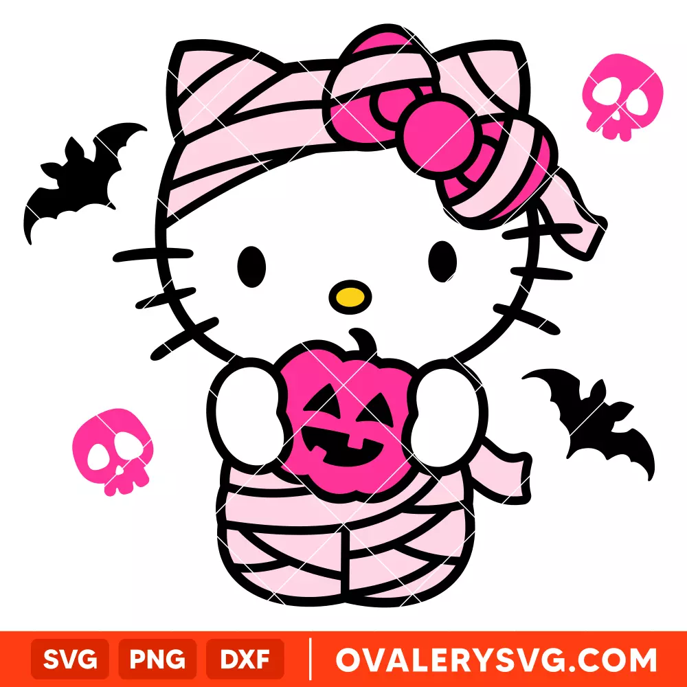 Mummy Hello Kitty SVG, Halloween SVG, Sanrio SVG, Cricut, Silhouette SVG PNG Cut File