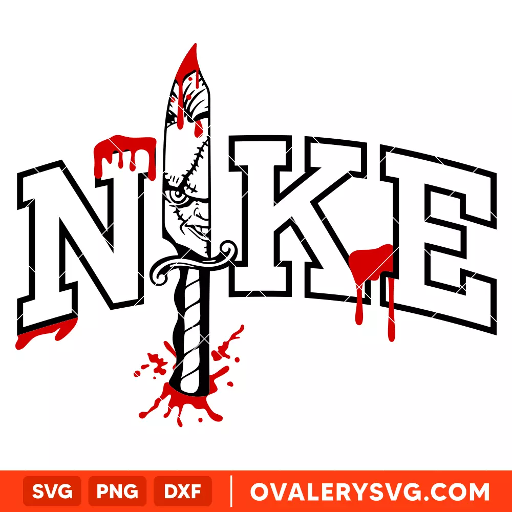 Nike Chucky Knife SVG, Dripping Blood SVG, Horror Movie SVG, Halloween SVG, Cricut, Silhouette SVG PNG Cut File