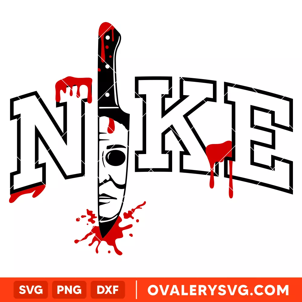 Nike Michael Knife SVG, Dripping Blood SVG, Horror Movie SVG, Halloween SVG, Cricut, Silhouette SVG PNG Cut File