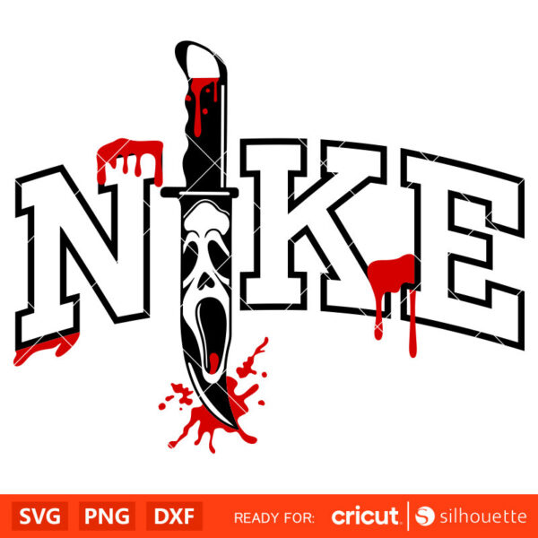 Nike Scream Knife Svg, Dripping Blood Svg, Horror Movie Svg, Halloween