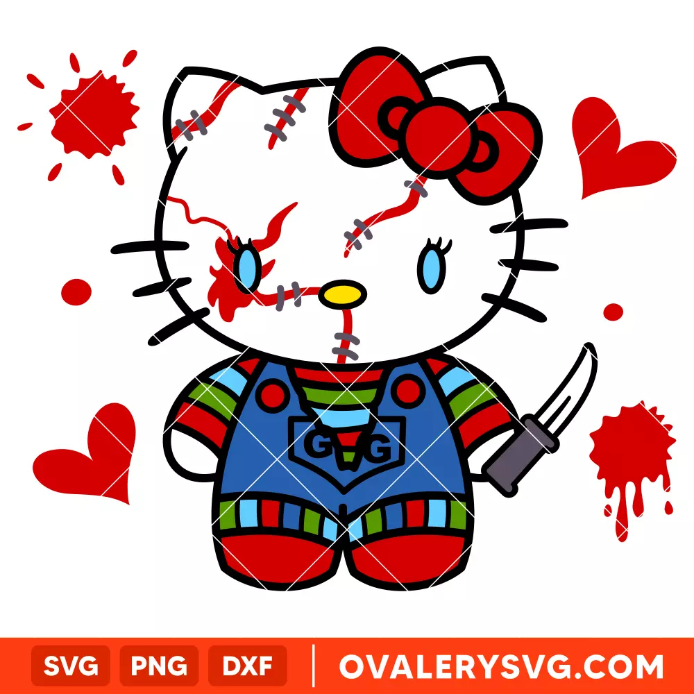 Chucky Hello Kitty SVG, Sanrio SVG, Halloween SVG, Cricut, Silhouette SVG PNG Cut File