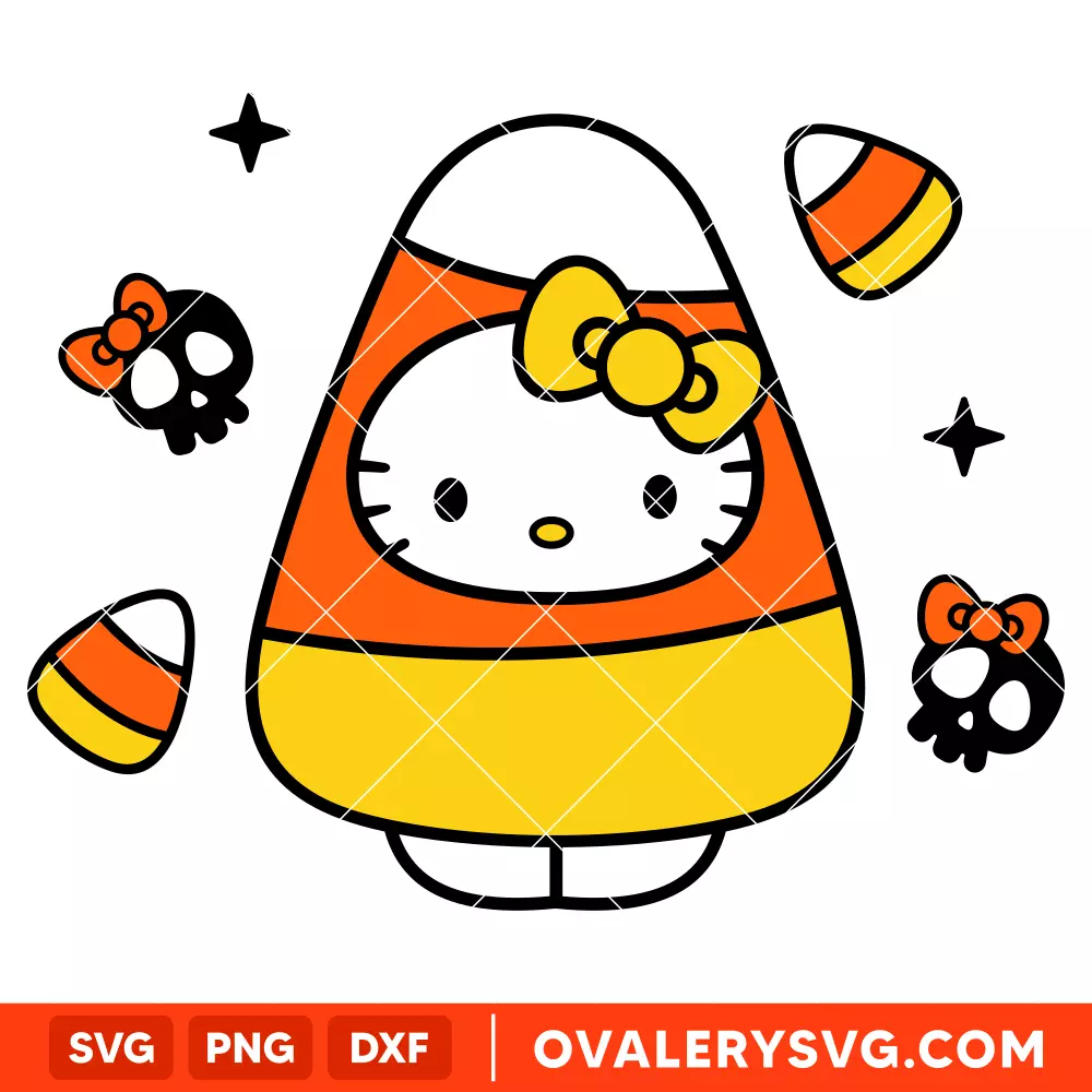 Hello Kitty Candy Corn SVG, Sanrio SVG, Halloween SVG, Cricut, Silhouette SVG PNG Cut File