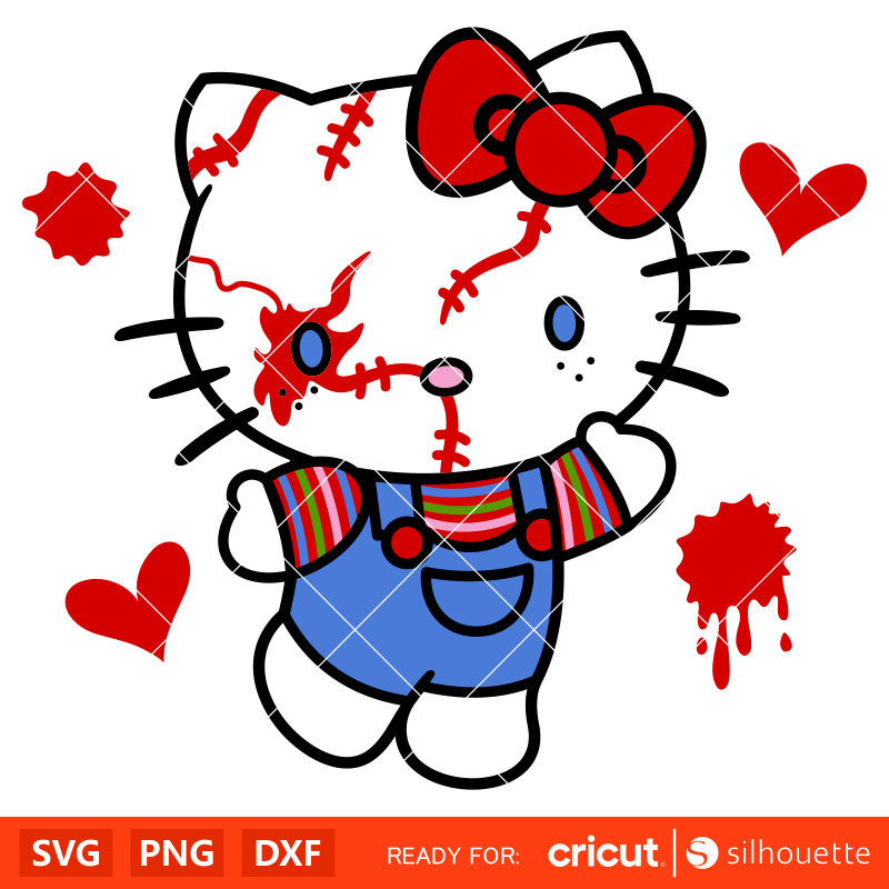 Hello Kitty Chucky Svg, Horror Movie Friends Svg, Halloween Svg, Kawaii