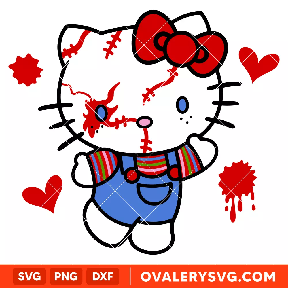 Hello Kitty Chucky SVG, Sanrio SVG, Halloween SVG, Cricut, Silhouette SVG PNG Cut File