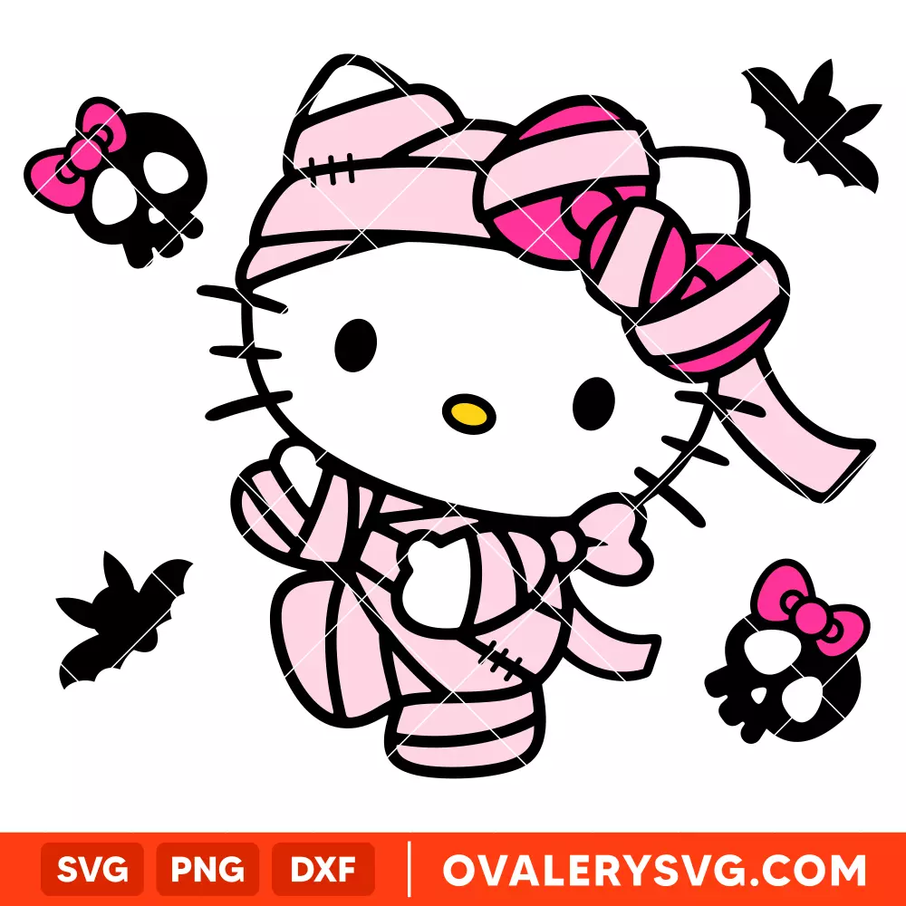 Hello Kitty Mummy SVG, Halloween SVG, Sanrio SVG, Cricut, Silhouette SVG PNG Cut File