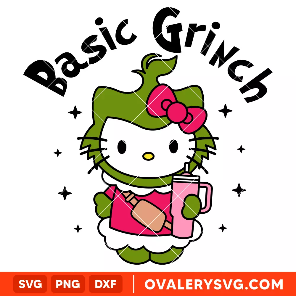 Basic Grinch Hello Kitty Svg, Christmas Svg, Grinchmas Hello Kitty Svg, Kawaii Svg, Cricut, Silhouette Vector Cut File