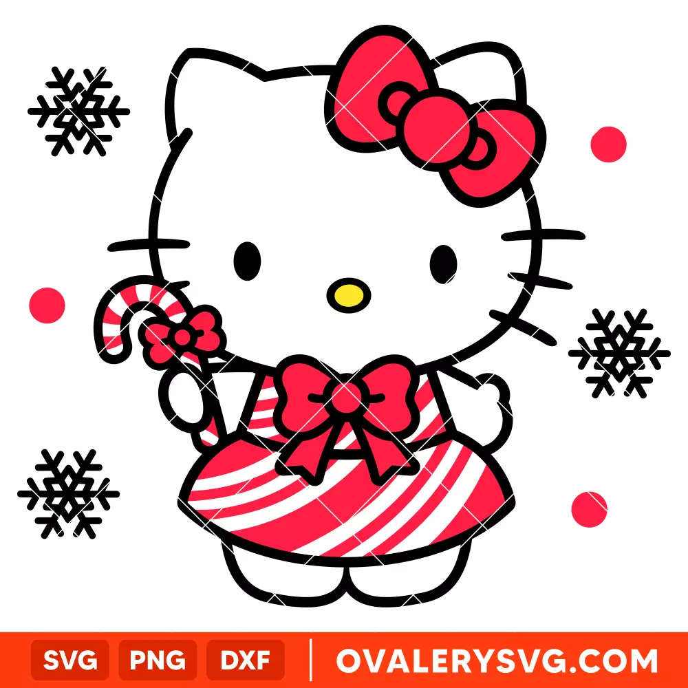 Christmas Hello Kitty Candy Svg, Christmas Svg, Sanrio Christmas Svg, Kawaii Svg, Cricut, Silhouette Vector Cut File