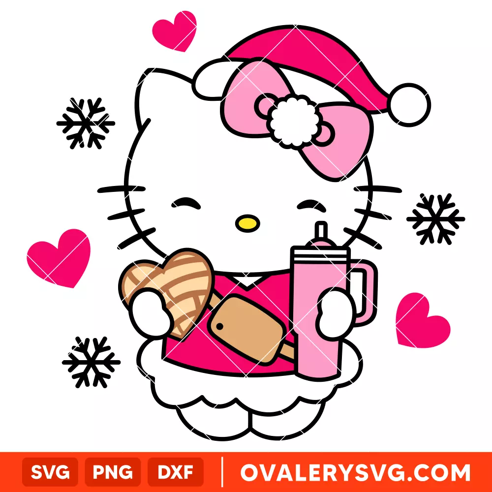Christmas Hello Kitty Concha Svg, Christmas Svg, Sanrio Christmas Svg, Kawaii Svg, Cricut, Silhouette Vector Cut File
