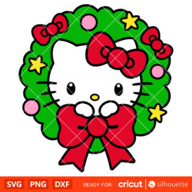 Hello Kitty Christmas Wreath Svg, Christmas Svg, Sanrio Christmas Svg ...