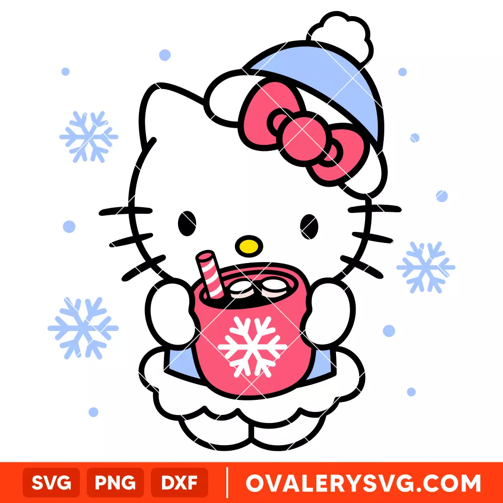 Hello Kitty Hot Cocoa Svg, Christmas Svg, Sanrio Christmas Svg, Kawaii Svg, Cricut, Silhouette Vector Cut File