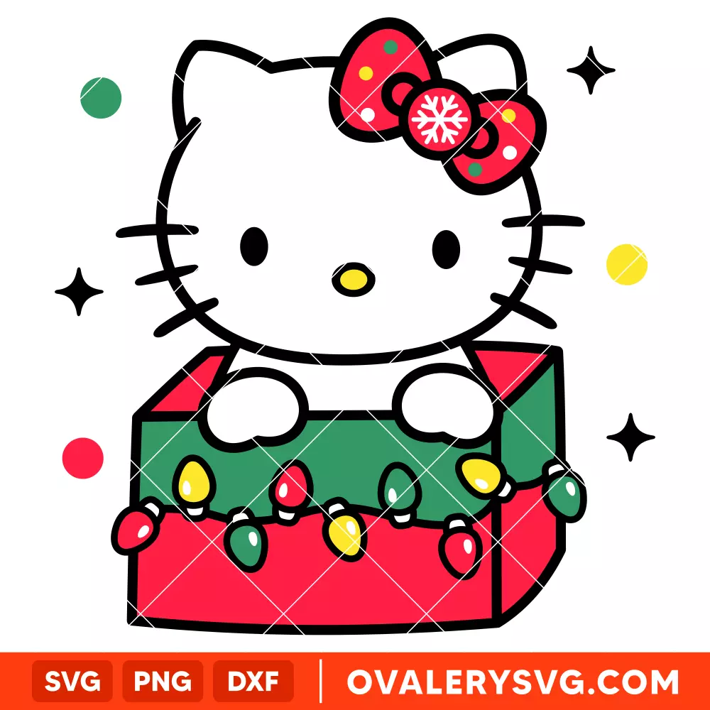 Hello Kitty Present Svg, Christmas Svg, Sanrio Svg, Kawaii Svg, Cricut, Silhouette Vector Cut File