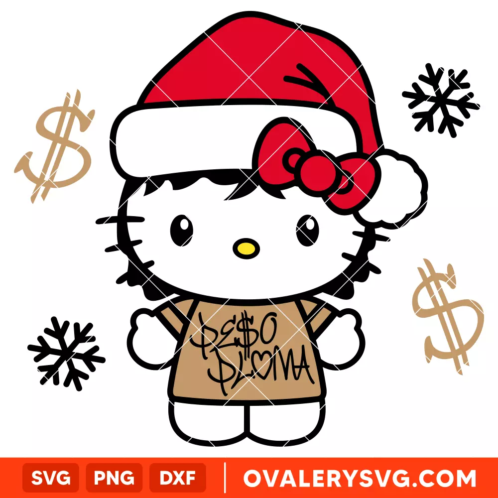 Christmas Hello Kitty Peso Pluma Svg, Christmas Svg, Sanrio Christmas Svg, Kawaii Svg, Cricut, Silhouette Vector Cut File