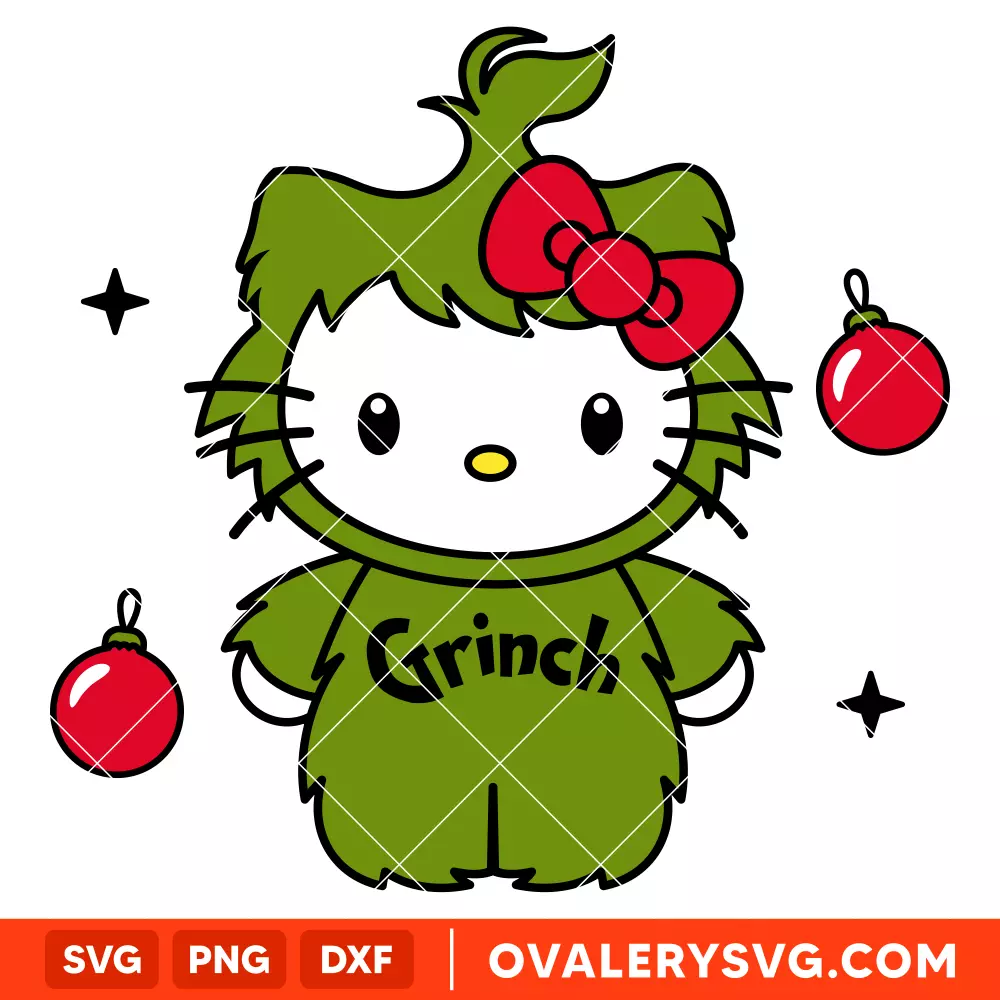Grinch Hello Kitty Christmas Balls Svg, Christmas Svg, Grinchmas Hello Kitty Svg, Kawaii Svg, Cricut, Silhouette Vector Cut File