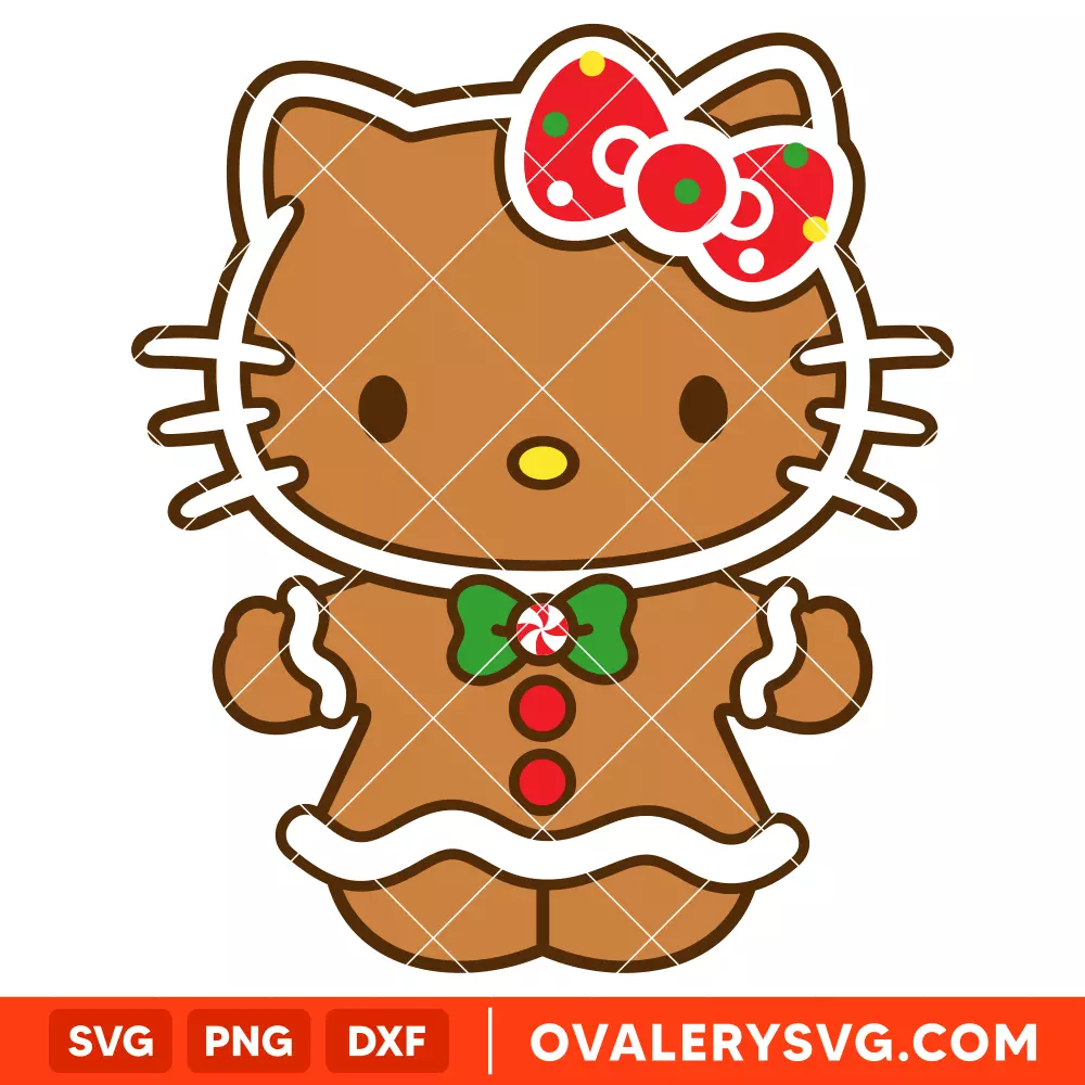 Hello Kitty Gingerbread SVG, Christmas SVG, Sanrio SVG | Instant Download SVG PNG Cut File for Cricut & Silhouette
