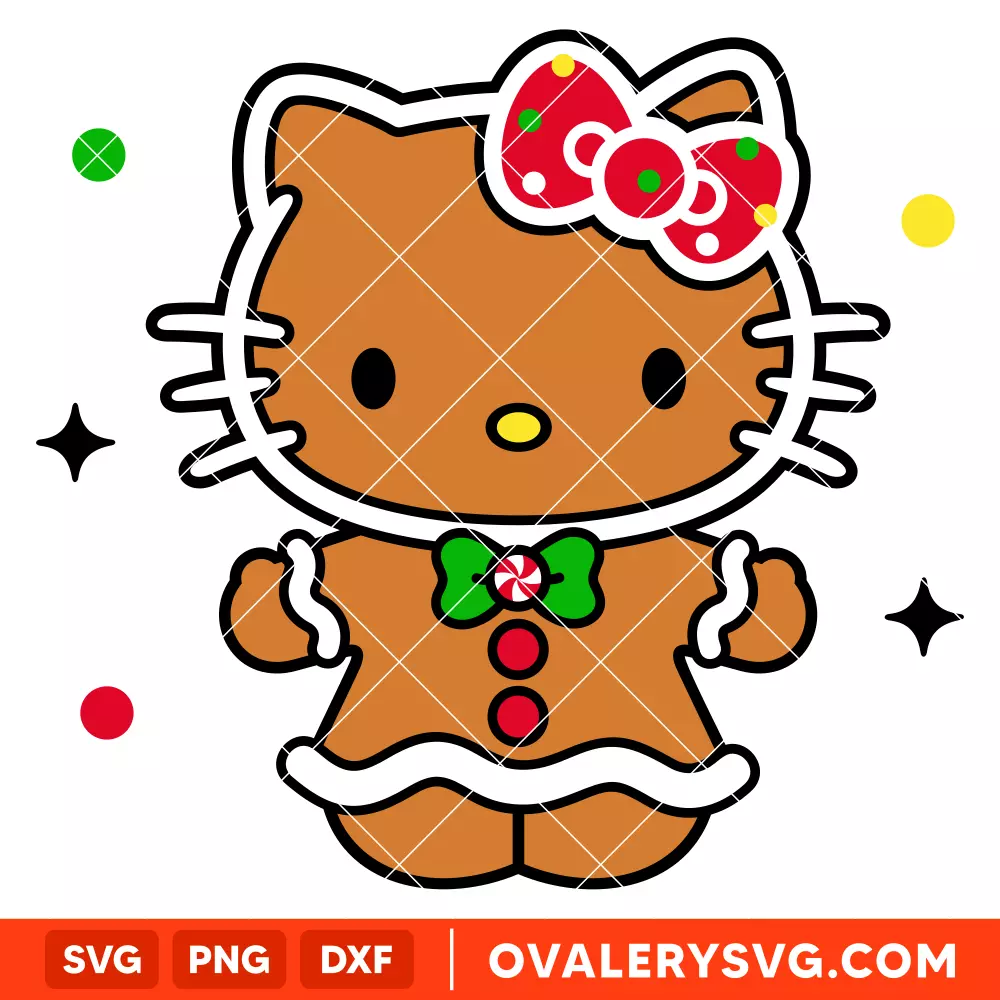 Hello Kitty Gingerbread Svg, Christmas Svg, Sanrio Christmas Svg, Kawaii Svg, Cricut, Silhouette Vector Cut File