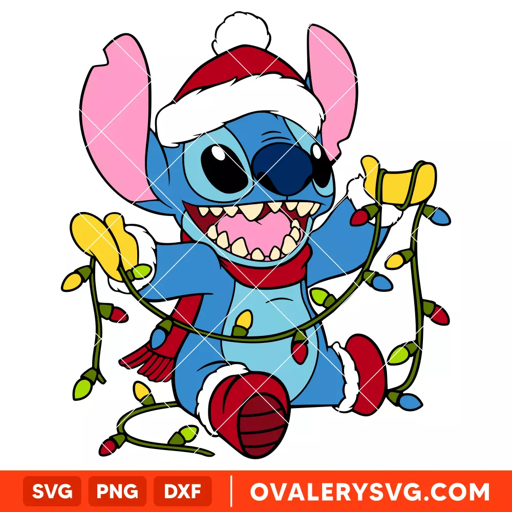 Stitch Christmas Lights Svg, Christmas Stitch Svg, Lilo & Stitch Svg, Disney Svg, Cricut, Silhouette Vector Cut File