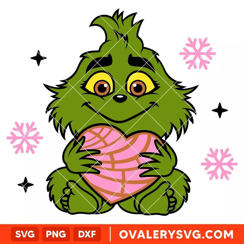Baby Grinch Pan Dulce Svg, Christmas Svg, Merry Grinchmas Svg, Concha Grinch Svg, Cricut, Silhouette Vector Cut File