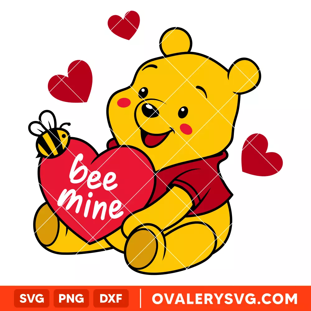 Bee Mine Winnie the Pooh SVG, Valentine’s Day SVG, Disney SVG, Cricut, Silhouette SVG PNG Cut File