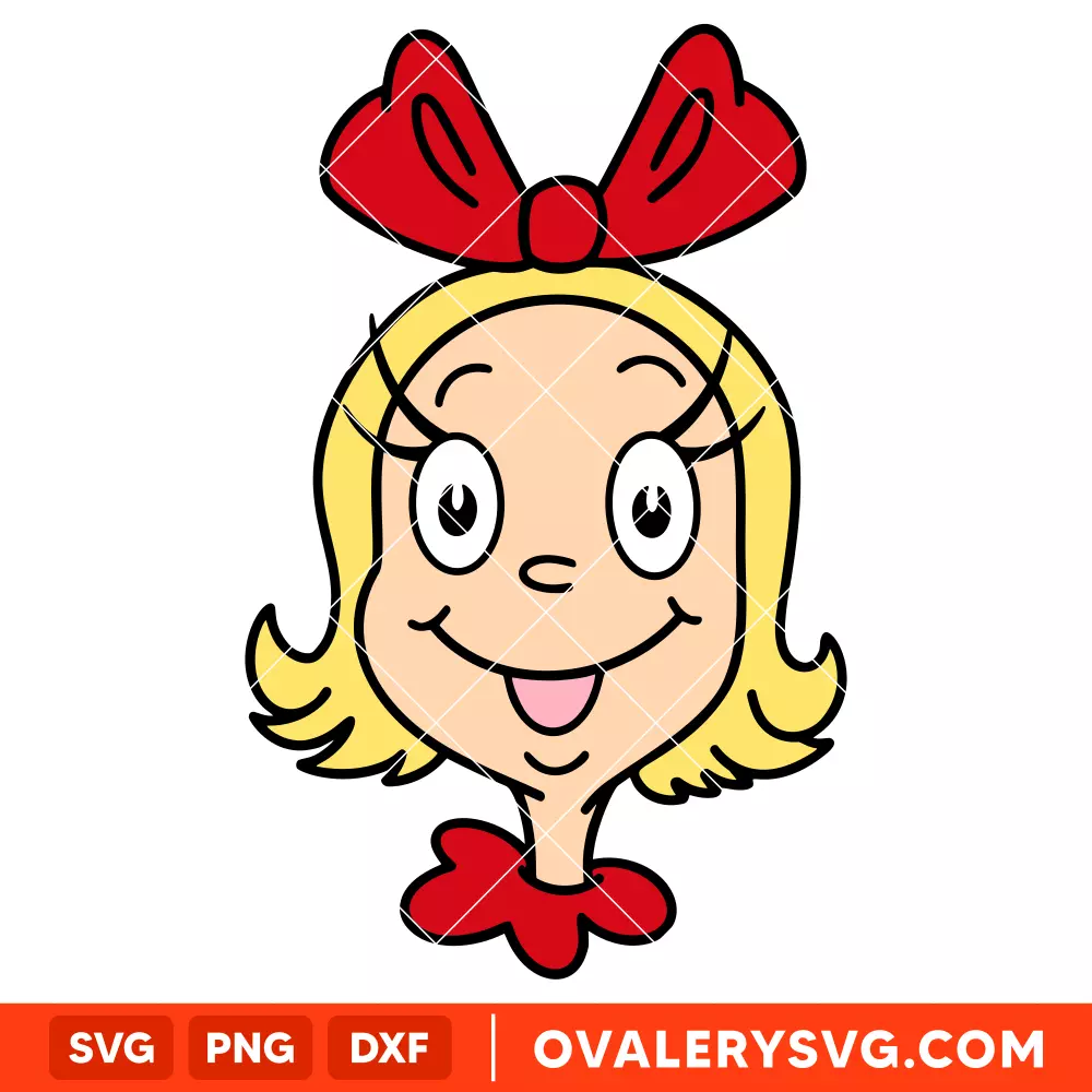 Cindy Lou Who Head SVG, Christmas SVG, Merry Grinchmas SVG | Instant Download SVG PNG Cut File for Cricut & Silhouette