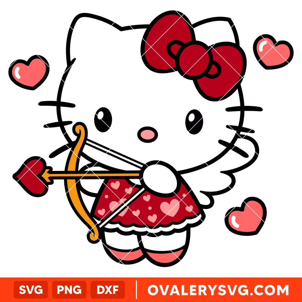 Cupid Hello Kitty SVG, Valentine’s Day SVG, Sanrio SVG, Cricut, Silhouette SVG PNG Cut File