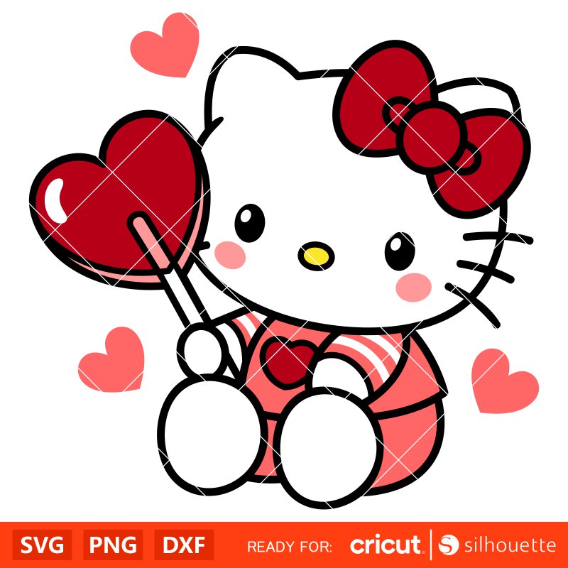 Hello Kitty Candy Heart Svg, Valentine's Day Svg, Sanrio Valentine Svg,  Kawaii Svg, Cricut, Silhouette Vector Cut File – Ovalery SVG