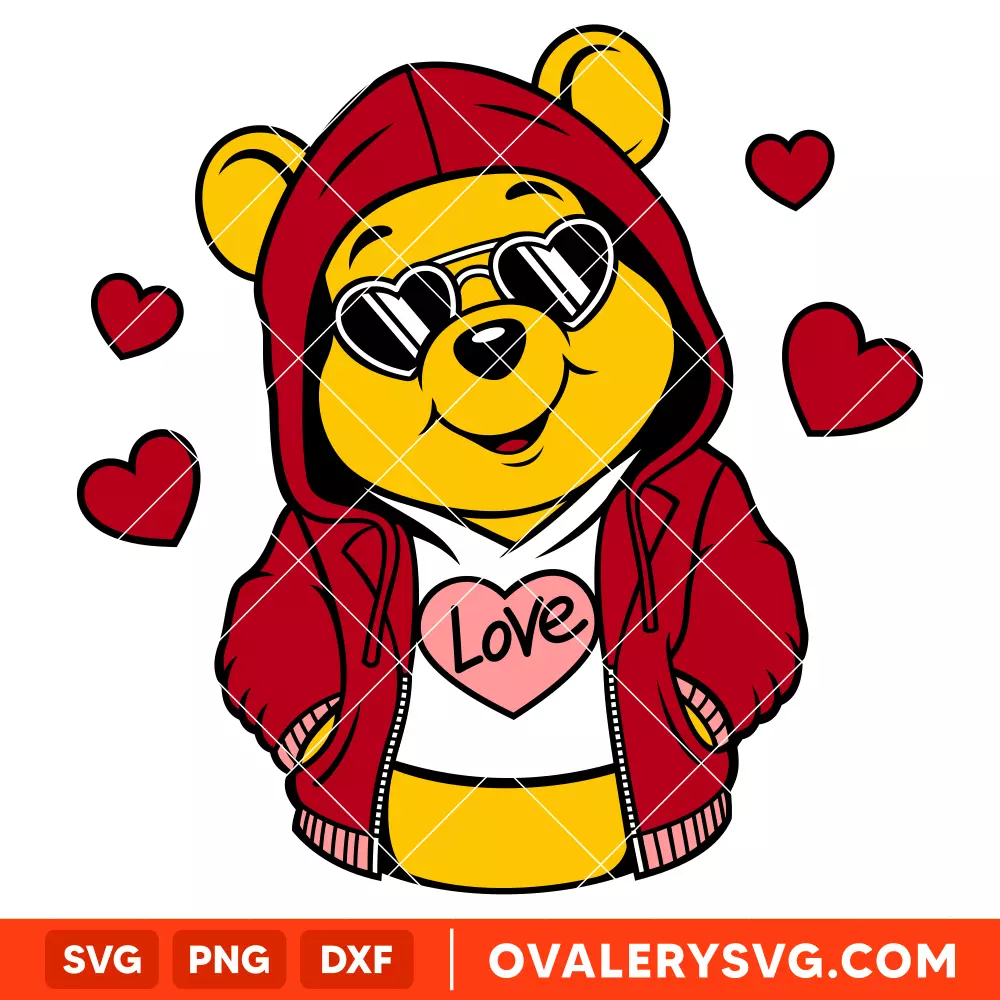 Love Heart Winnie the Pooh Svg, Love Svg, Valentine’s Day Svg, Disney Svg, Cricut, Silhouette Vector Cut File