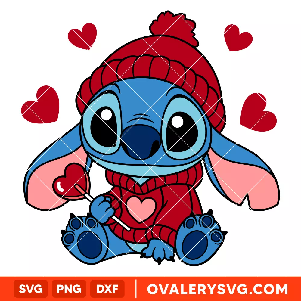 Stitch Valentine Candy Heart SVG, Valentine’s Day SVG, Disney SVG, Cricut, Silhouette SVG PNG Cut File
