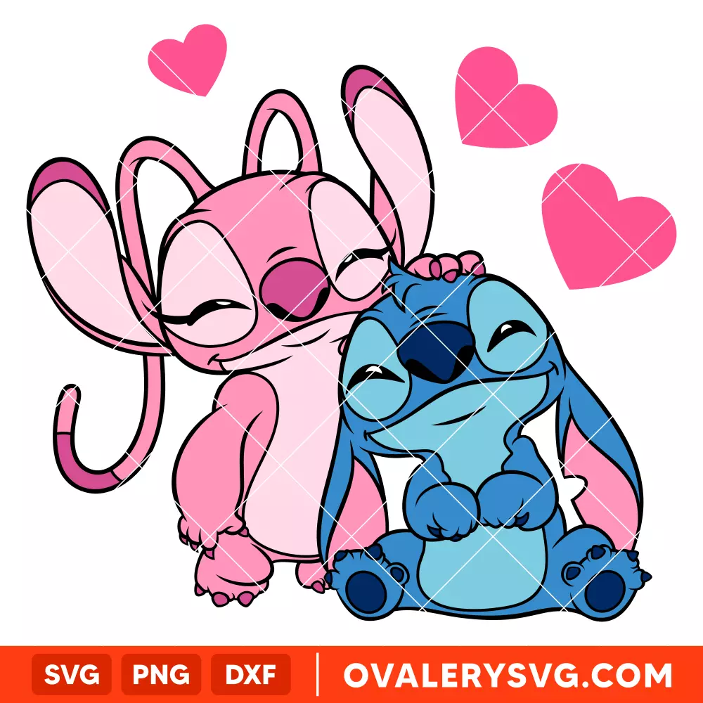 Valentine Stitch and Angel Heart Svg, Love Svg, Valentine’s Day Svg, Disney Svg, Cricut, Silhouette Vector Cut File