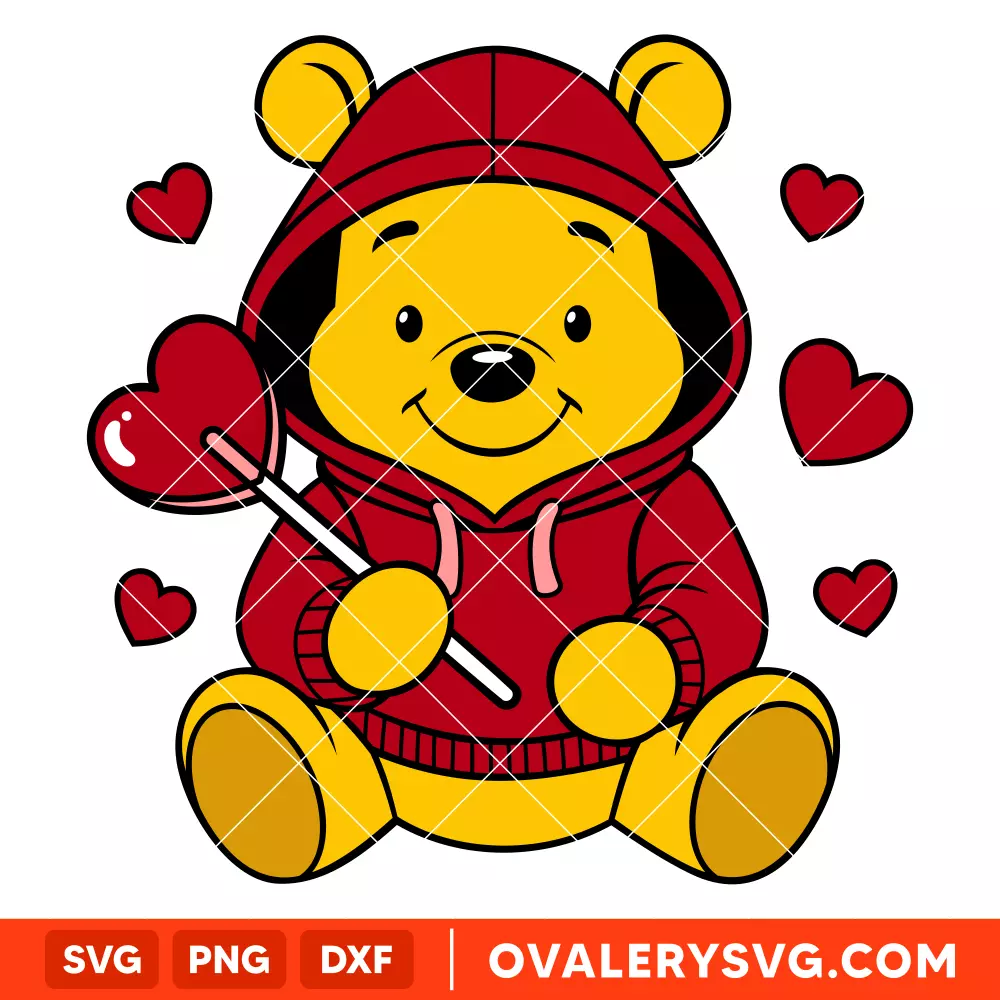 Winnie the Pooh Candy Heart SVG, Valentine’s Day SVG, Disney SVG, Cricut, Silhouette SVG PNG Cut File