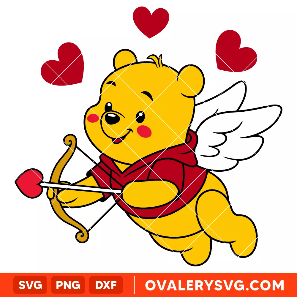 Winnie the Pooh Cupid Svg, Love Svg, Valentine’s Day Svg, Disney Svg, Cricut, Silhouette Vector Cut File