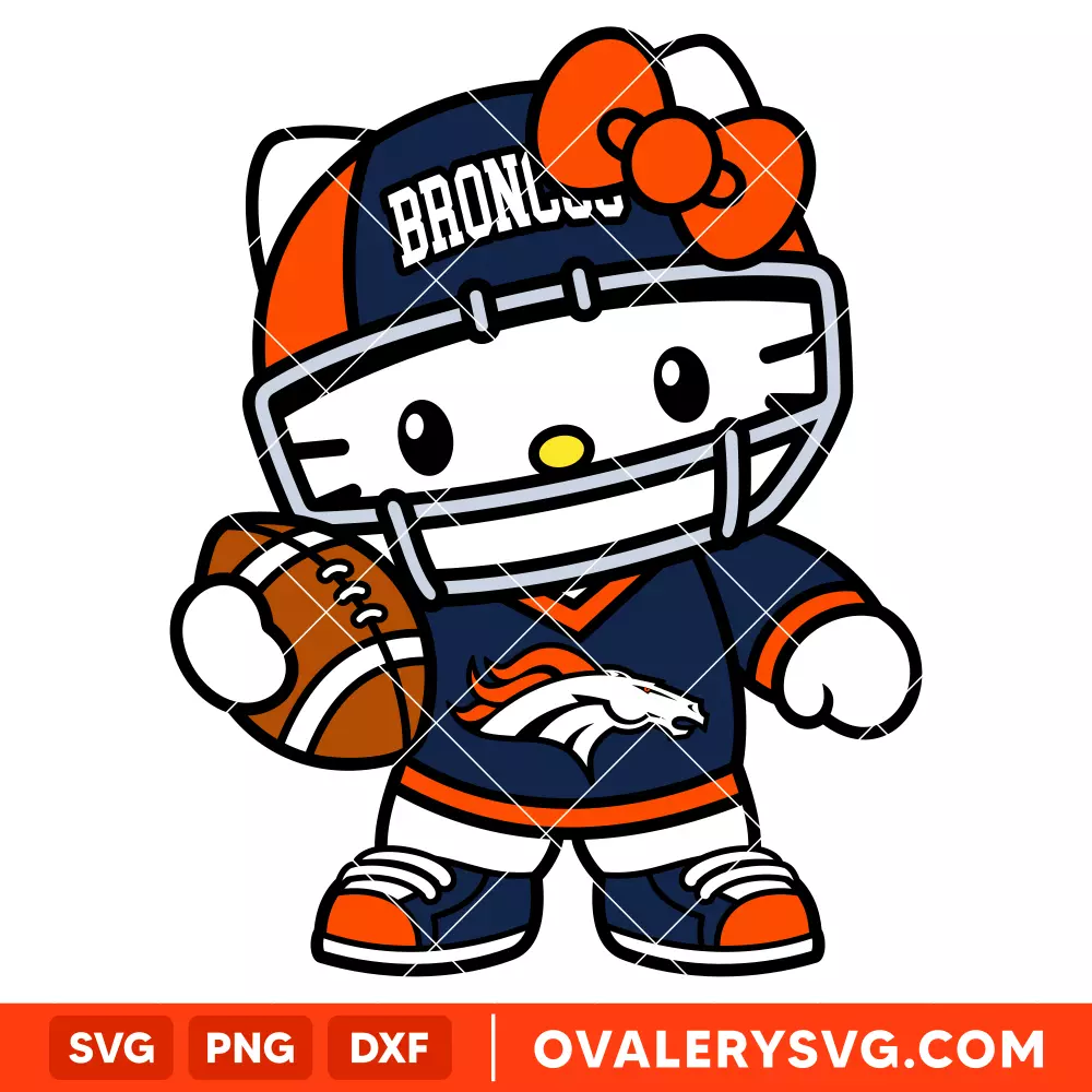 Hello Kitty Football Broncos Svg, NFL Svg, Sanrio Svg, Kawaii Svg, Cricut, Silhouette Vector Cut File