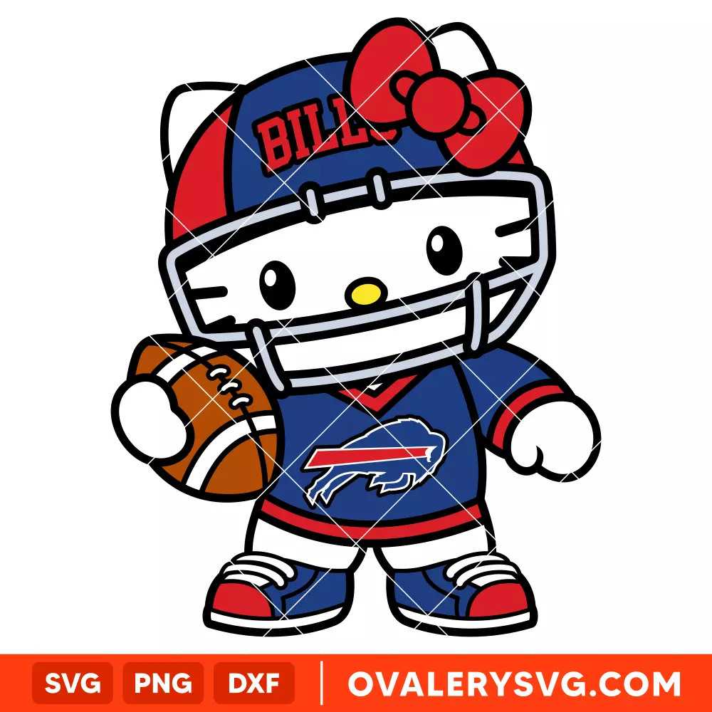 Hello Kitty Football Buffalo Bills Svg, NFL Svg, Sanrio Svg, Kawaii Svg, Cricut, Silhouette Vector Cut File